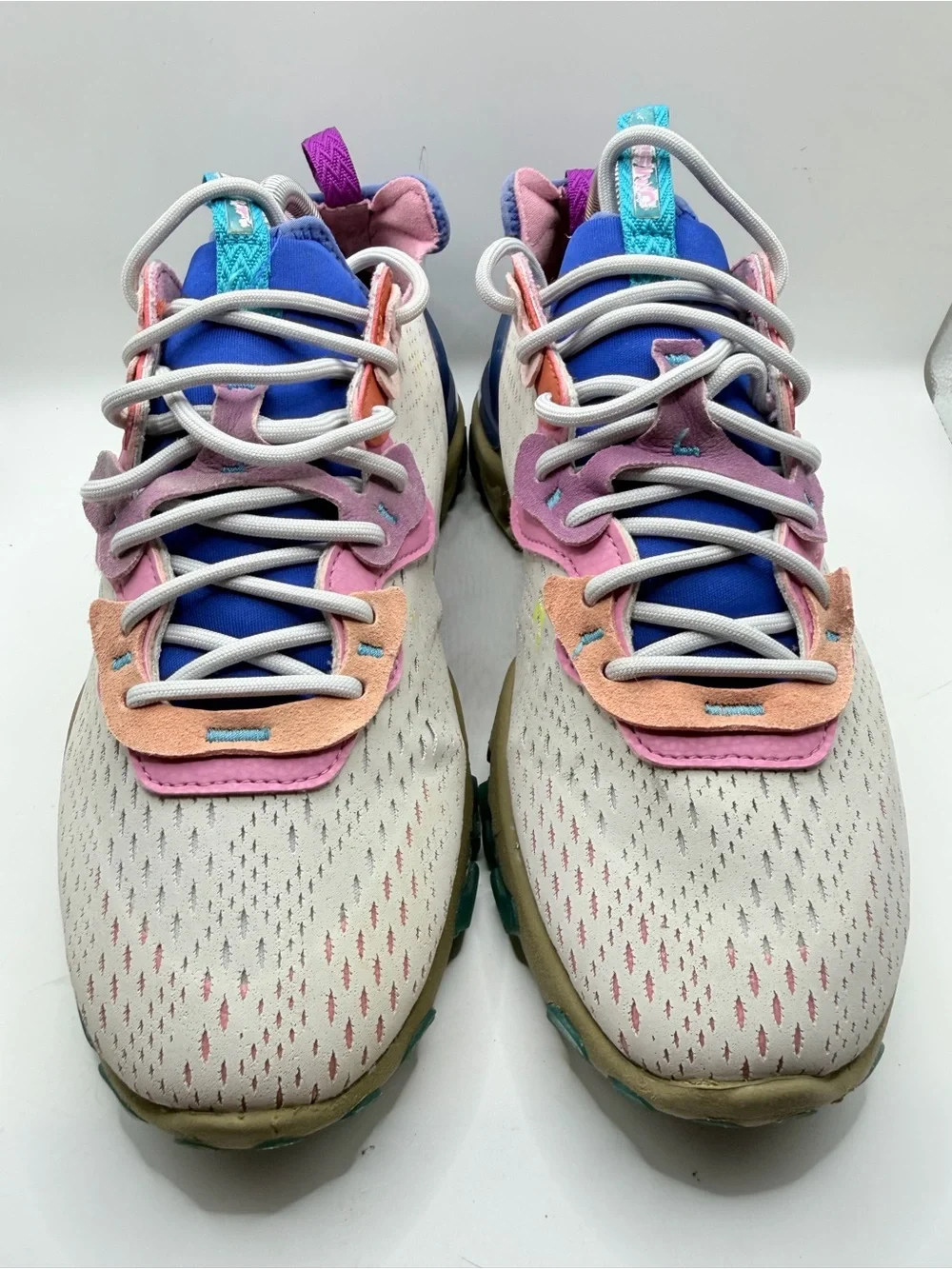 Nike Cream Sneakers with Pink, Purple, Blue and Tan Accents